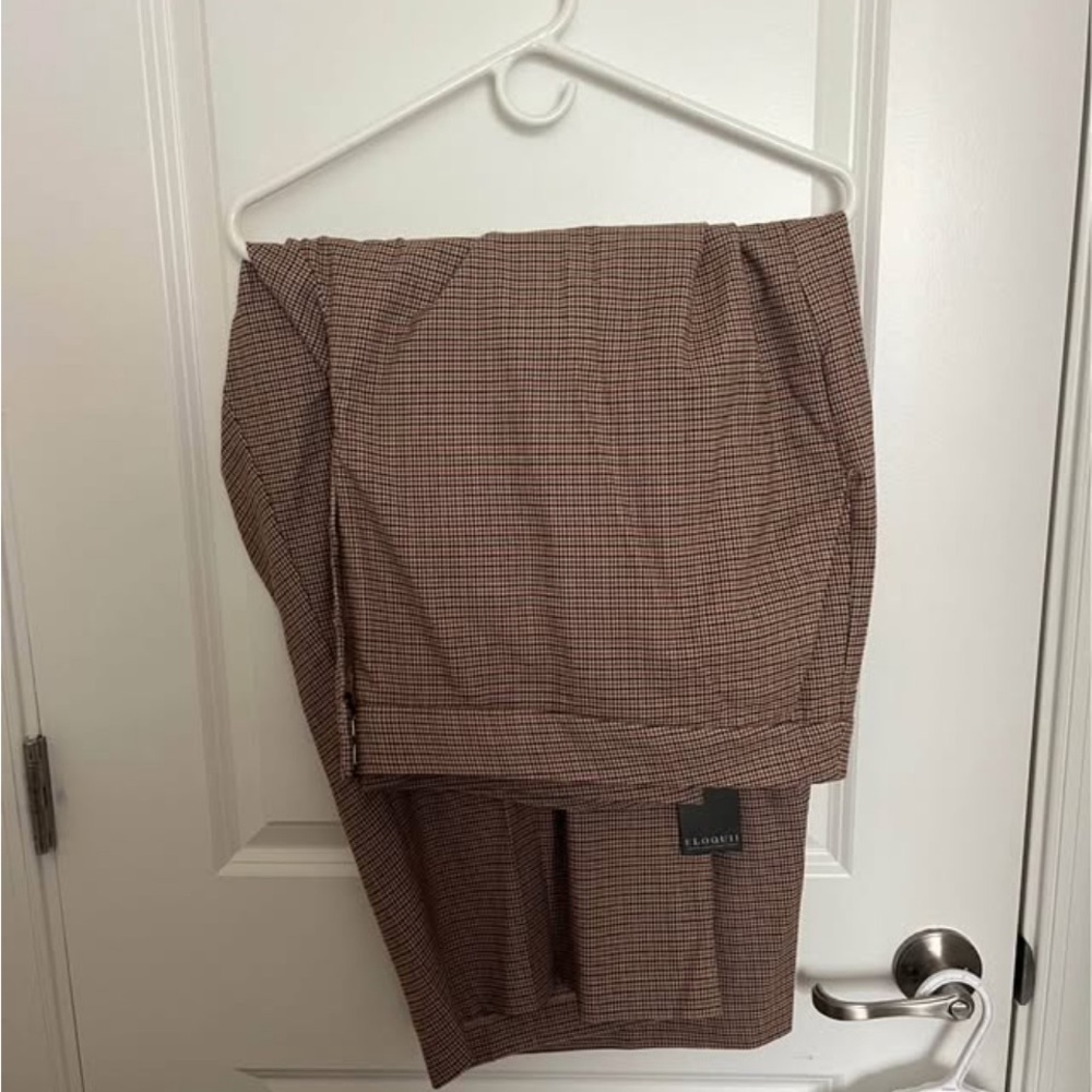 Eloquii 3-Piece Plaid Pants Set w/ Tie-Neck Blouse NWT - Picture 2 of 6